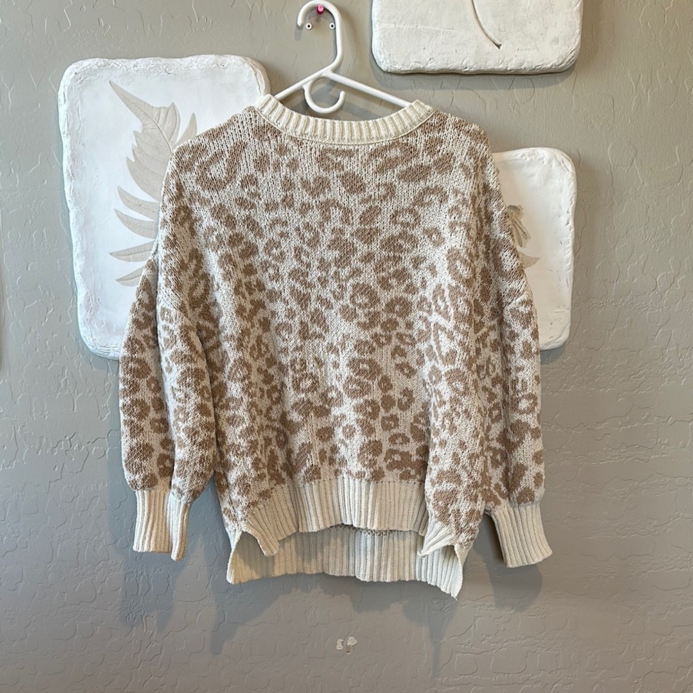 Leopard Print Sweater - Cream and Brown